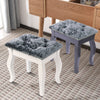 Retro Dressing Table Chair Silver Grey Seat Makeup Vanity Stool Curved Wood Legs