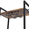 Industrial Breakfast Bar Table and 2 Stools Dining Set W/ Wine Rack Side Storage