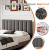 Double Bed Frame, Velvet Upholstered Platform Bed with Channel Tufted Headboard