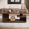 47.24" Coffee Table with Storage Shelf, 3-Tier Rectangle Wooden Center Tea Table
