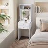 Small Dressing Table with Foldable Side Panel LED Light Mirror Shelves Vanity