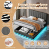 Ottoman Bed Frame Grey PU Upholstered Gas Lift Up Bed 4ft6 Double With Storage