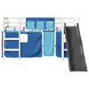 ' Loft Bed with Curtains Blue 90x200 Solid Wood Pine D9O1
