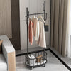 Rolling Coat Rack & Basket Storage Metal Hall Tree Hallway Clothes Stand Trolley