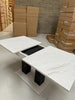 Modern Dining Table Extendable 140-180cm White Marble & Concrete Effect Theo 05