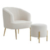 White Teddy Fleece Upholstered Single Sofa Bedroom Lounge Accent Tub Chair Stool