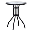 Round Glass Dining Table Patio Bistro Garden Balcony Coffee Table Metal Frame