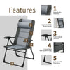 Set of 2 Folding Camping Chairs & Ottoman 7-Position Adjustable Recliner Chair