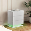 LED Bedside Table Cabinets Front High Gloss Chest of 3 Drawers Nightstand