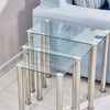 Clear Square Nest of 3 Tables Glass Nested Side End Tables Set Modern Home Decor