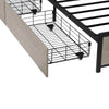 4ft6 Double Bed Metal Bed Frame with Drawers Storage Headboard and LED Lighting