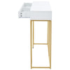 Modern White & Gold Console Table with 2 Drawers – 110cm MDF Metal Frame