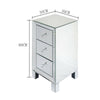 Mirrored Glass Bedside Table Cabinet 3 Drawer Crystal Handles Bedroom Nightstand