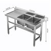 Stainless Steel Sink Double Bowls Kitchen Wash Basin w/ Left Platform Work Table