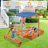 Toddler Patio Activity Playset w/ Adjustable Rotatable Canopy-Natural