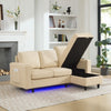 L-Shaped Sofa Bed 3 Seater Corner Sofa Convertible Settee with Storage, Beige