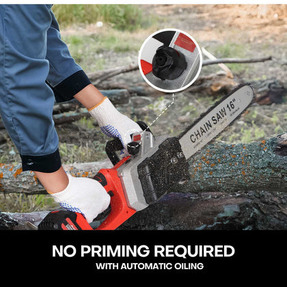 16'' Cordless Chainsaw 2 Battery Electric Saw Handheld Wood Cutting Tree Branch