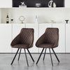2Pcs Faux Leather Dining Chairs Padded Seat Dining Room Chair Metal Legs