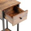 RusticBrown Bedside Table Nightstand Drawer Cabinet Storage Table Living Bedroom