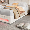 Double Bed Upholstered Bed Beige Fabric Ottoman Storage Bed Frame With Gas Lift