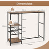 Bar Table Dining Table with Storage Shelves Wine Racks Brown