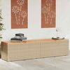 Garden Storage Box Beige 220x50x54 Poly Rattan Acacia Wood K6H0