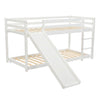 3FT Single Wooden Bunk Bed Kids Sleeper with Slide and Ladder Cabin Bed White