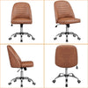 Faux Leather Mid Back Office Chair Adjustable Armless Vanity Chair, Retro Brown