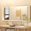 Large Gold Framed LED Bathroom Mirror Demister Vanity Mirror Shop Haircut Beauty