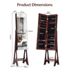 LED Freestanding Mirror Jewelry Cabinet Makeup Vanity Armoire Coffee