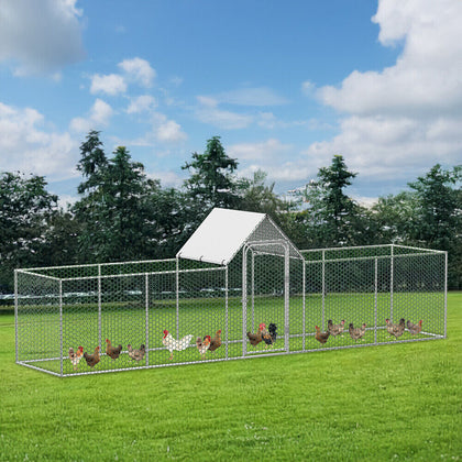 Large Chicken Run Cage Walk In Coop Poultry Hen Rabbit Dog Kennel Metal Shelter