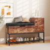 Entryway Bench Shoe Bench with Flip Top Box & 2 Door Cabinets Brown