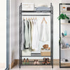 Metal Clothing Rack Hanging Rail Open Wardrobe Coat Stand with Shelves