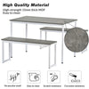 3PCS Dining Table Set Kitchen Dining Table and Chair Set 2 Bench Industrial Grey