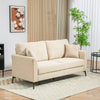 3 Seater Sofa, Linen Fabric Sofa for Living Room, Beige