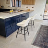 Set of 2 Velvet Kitchen Counter Island Bar Stools with Backs Cream Fabric