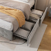 3ft Single Bed Upholstered Storage Bed Frame With Headboard, Lamp and 4 Drawers