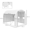 3 x 2 m Polytunnel Greenhouse with Zipped Roll-up Door and Mesh Windows, White