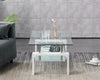 Coffee Table Clear Glass Top Frosted Shelf and White High Gloss Legs Modern Home
