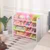 Children Bookshelf Kids Sling Book Rack with Storage Bins Toys Organizer White
