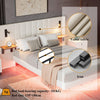 Panel Plush Velvet Upholstered Bed Frame Double With Headboard Built-In Lights
