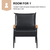 PU Single Sofa Wood Arm Metal Frame Comfort Save Space Office Home Hotel Lounge