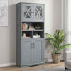 Tall Bathroom Cabinet Large Floor Storage Cabinet w/ Acrylic Doors Grey