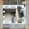 Dressing Table With Drawers Mirror Stool Set Makeup Desk Vanity Table + 10 Bulbs