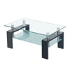 Rectangle Glass Coffee Table Modern Living Room Furniture Shelf White Black Wood