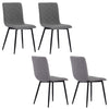 4x Dining Chairs Grey Linen Padded Seat Armless Leisure Kitchen Chair Metal Legs