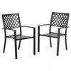 Garden Chair Set of 4 Black Stackable Waterproof Outdoor Dining Chairs Furniture