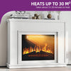 White Electric Fireplace Heater Mantelpiece Surround Set LED Flames Remote Timer