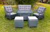 Garden Patio Rattan Furniture Sofa Set 2 Chairs Table 2 Stools 6 Seater Outdoor