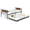 Metal Daybed with Pull-out Trundle Single Sofa Guest Bed w/Headboard